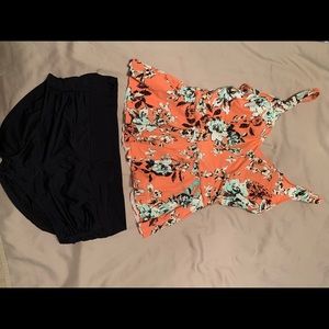 Tankini top and bottoms.